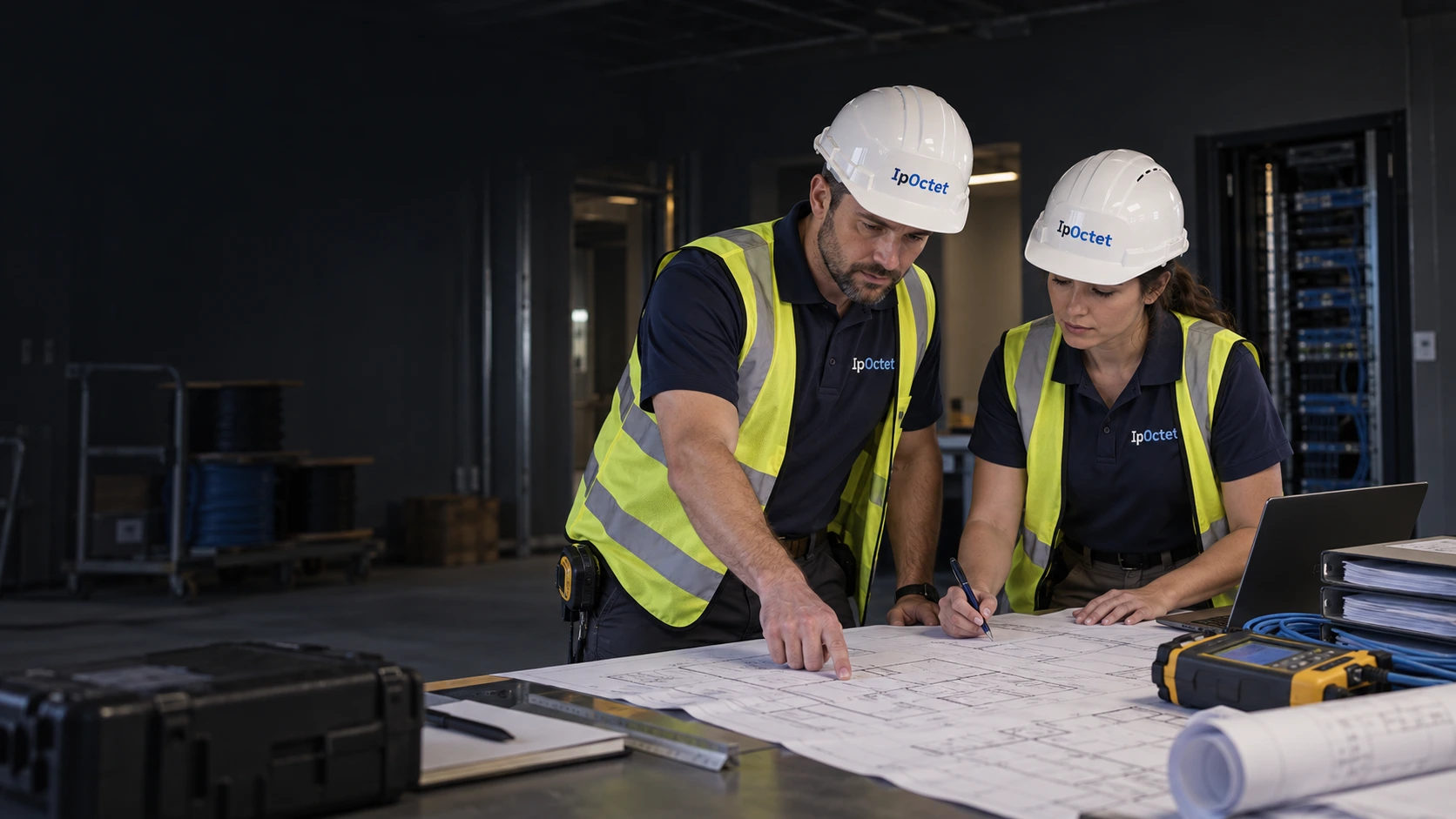 Illustrative resources infrastructure and workplace scene