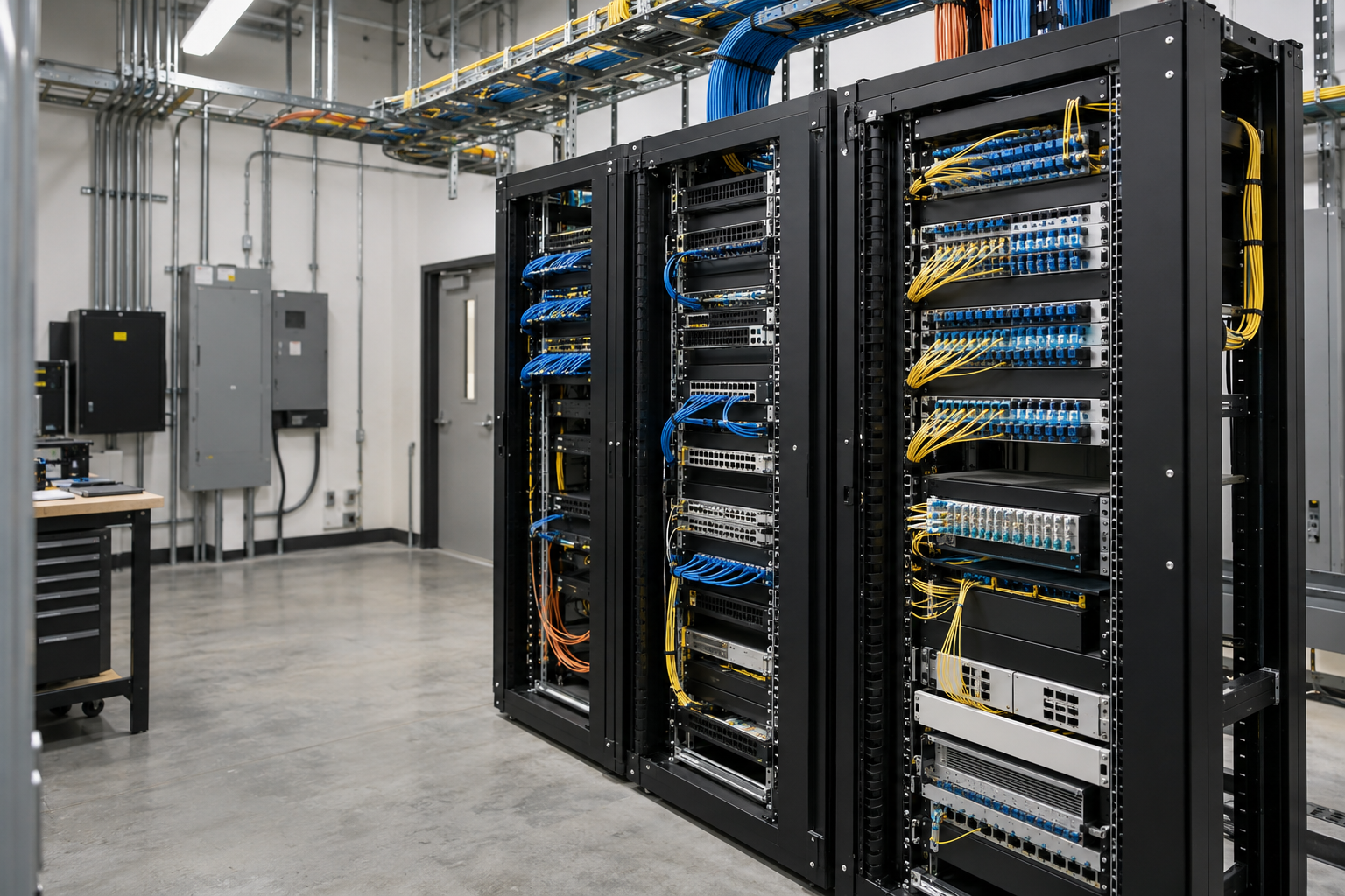 Enterprise corporate network core switching fabric and structured patch cabling